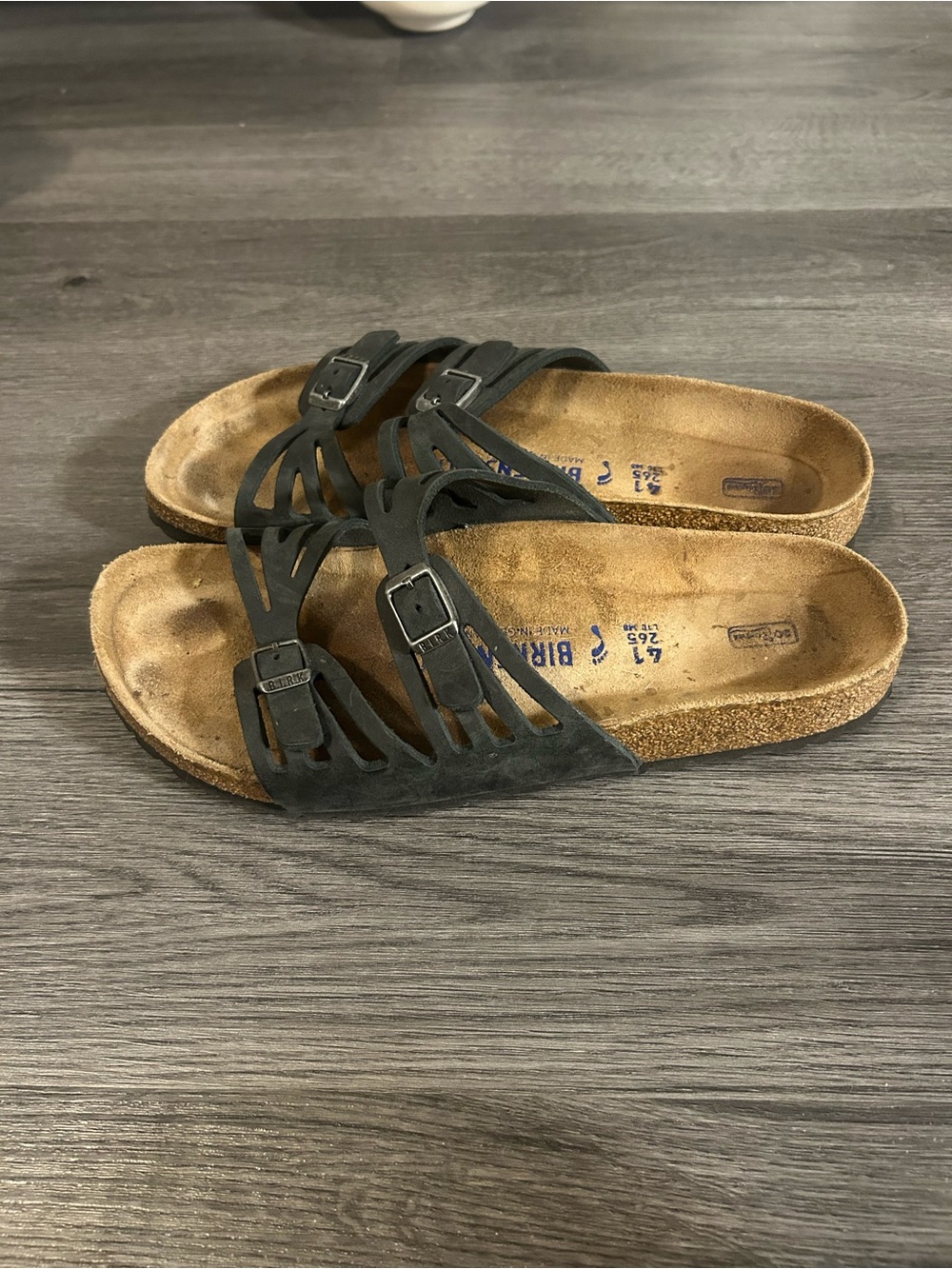 Birkenstock Black Suede Strappy Slide Sandals